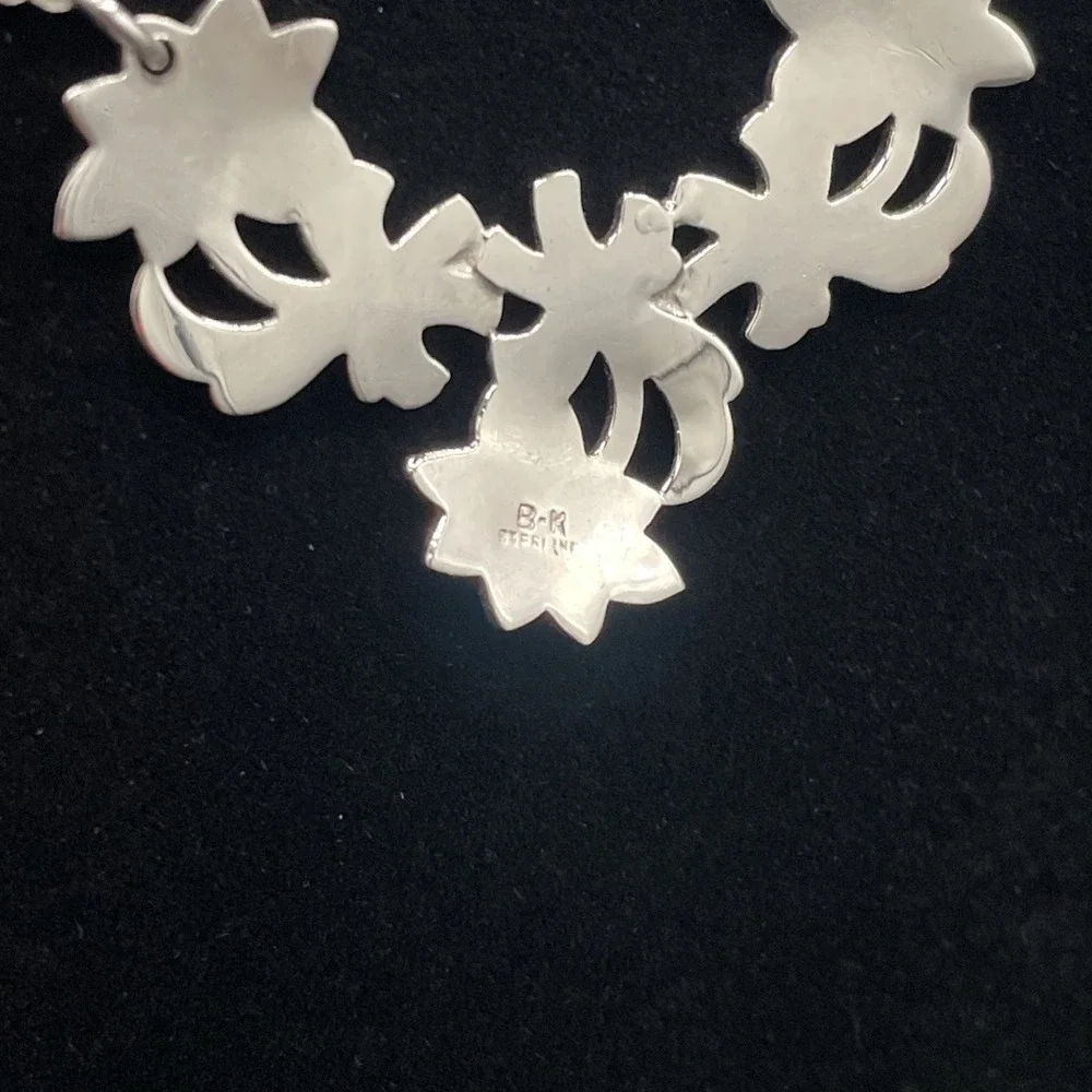 Sterling Silver 925 And Marcasite Necklace B&K 15